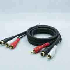 SH10-021 AUDIO/VIDEO CABLE, 2RCA PLUGS +MD4P TO 2RCA PLUGS + MD4P